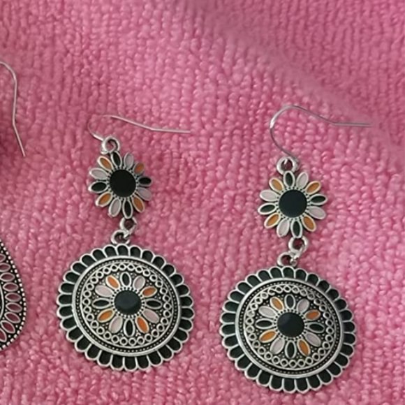 Flower Earrings Dangle Drop Dangling Unique Boho Bohemian Jewelry Ladies Fashion - Picture 3 of 6